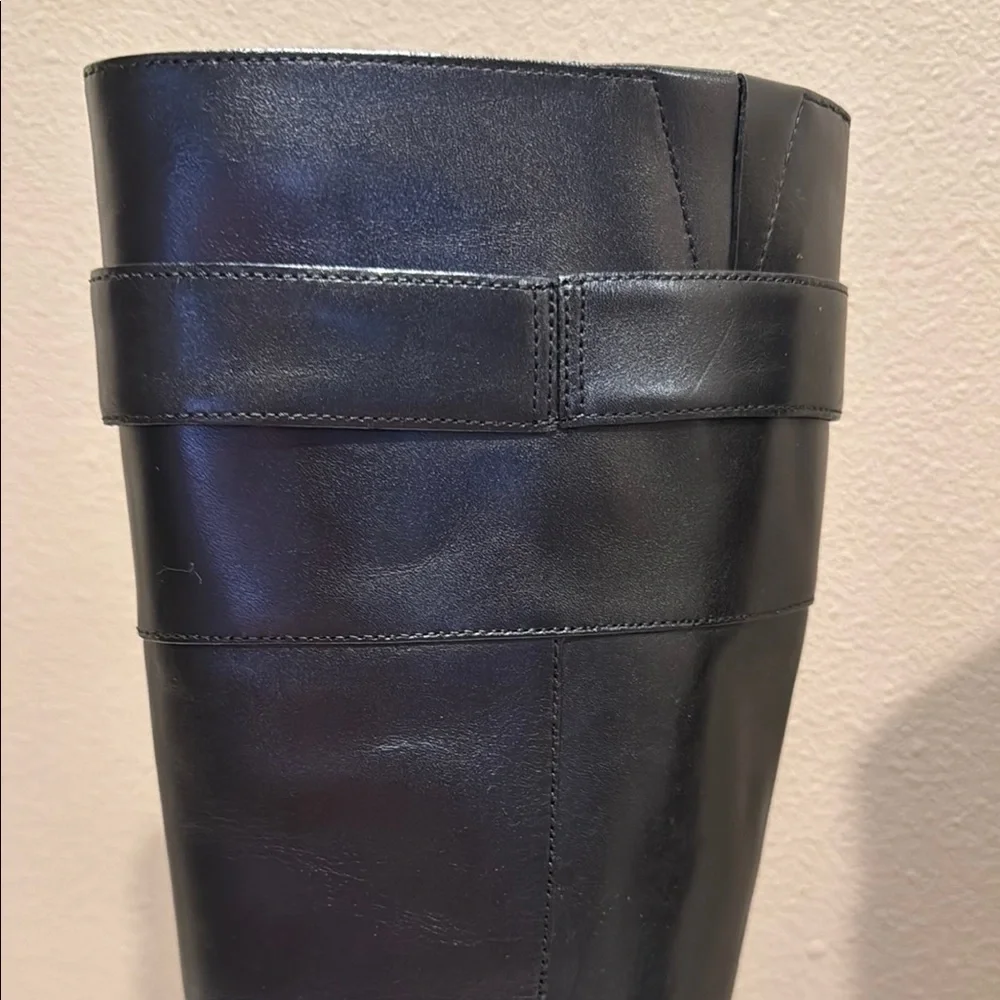 Geox Black Heeled Italian Leather Riding Boots Sleek Design US 8.5 - Picture 12 of 15